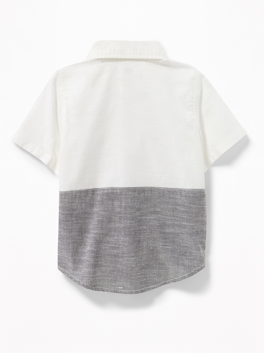 View large product image 2 of 4. Color-Blocked Oxford Shirt for Toddler Boys