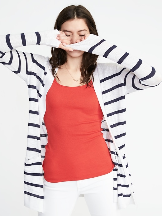 Image number 4 showing, Long-Line Open-Front Sweater for Women