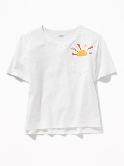 View large product image 1 of 2. Graphic Pocket Linen-Blend Tee for Girls