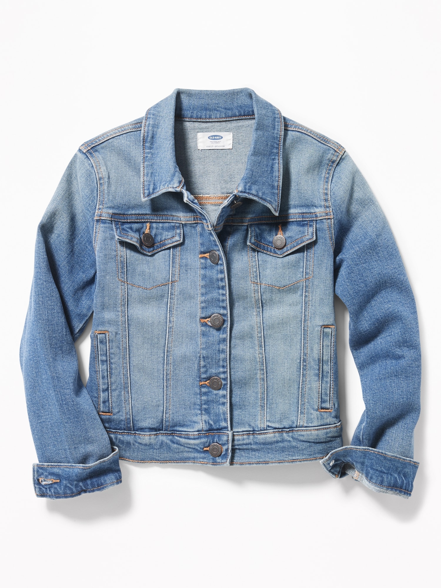 Medium-Wash Jean Jacket For Girls | Old 