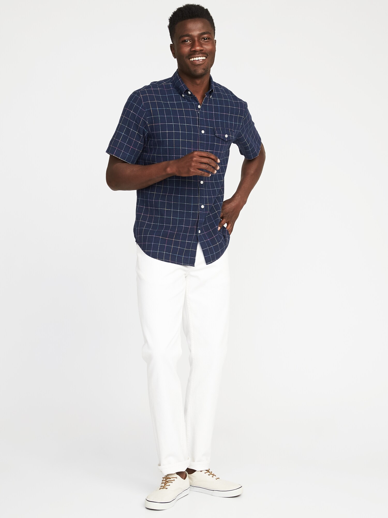 Slim-Fit Linen-Blend Pocket Shirt for Men | Old Navy