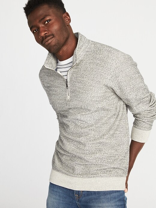 Image number 1 showing, 1/4-Zip French Terry Mock-Neck Pullover