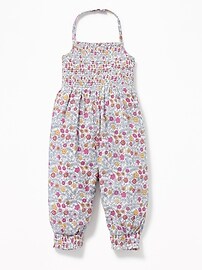View large product image 3 of 3. Floral-Print Halter Jumpsuit for Toddler Girls