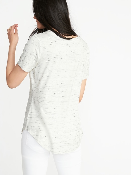 Image number 2 showing, Luxe Curved-Hem Crew-Neck Tee for Women