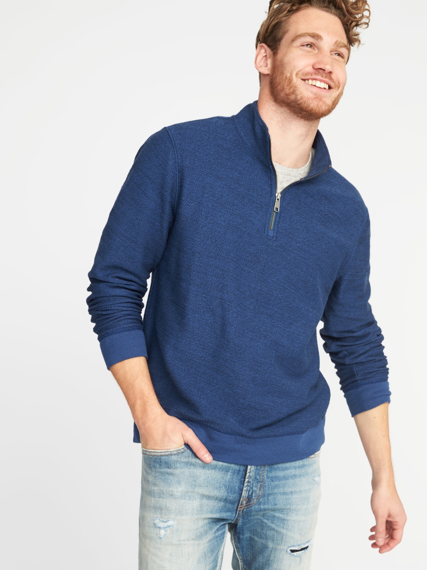 French-Terry 1/4-Zip Pullover for Men | Old Navy