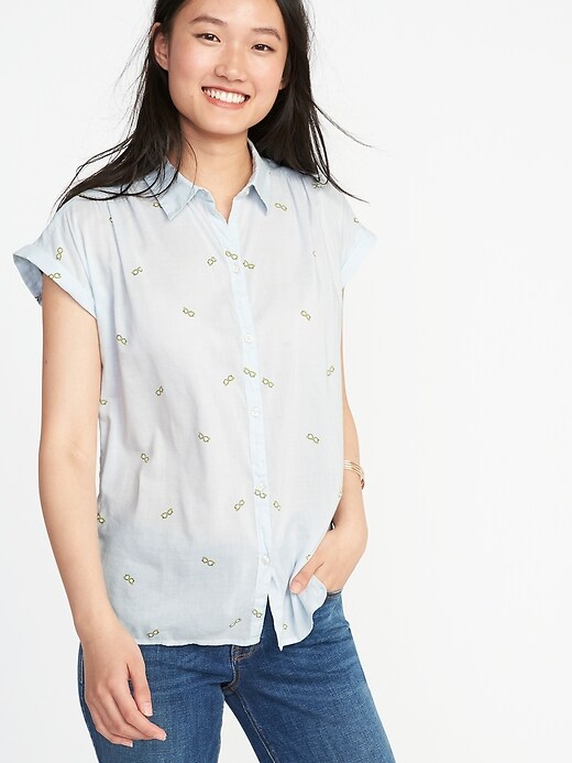 View large product image 1 of 1. Relaxed Button-Front Shirt for Women