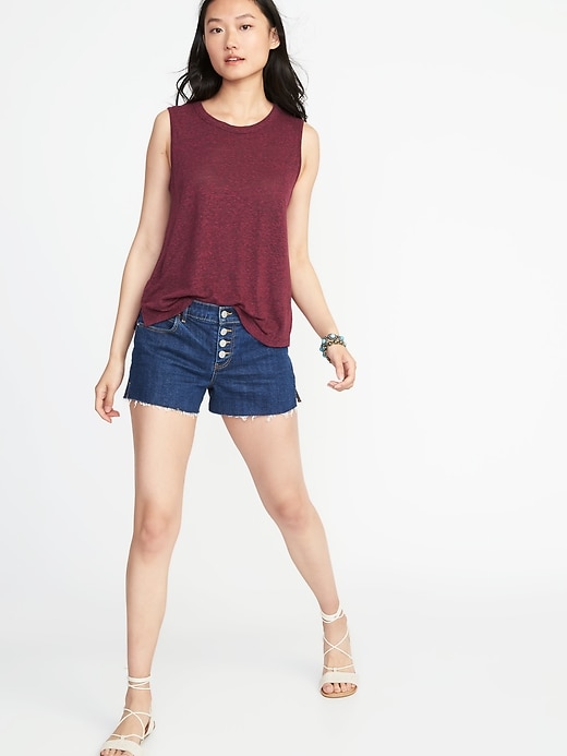 Image number 3 showing, Relaxed High-Neck Linen-Blend Tank for Women