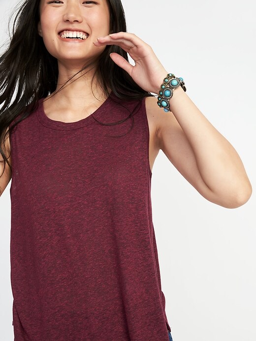 Image number 4 showing, Relaxed High-Neck Linen-Blend Tank for Women