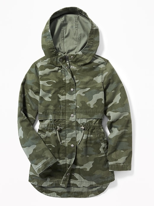 View large product image 1 of 3. Hooded Camo-Print Field Jacket for Girls