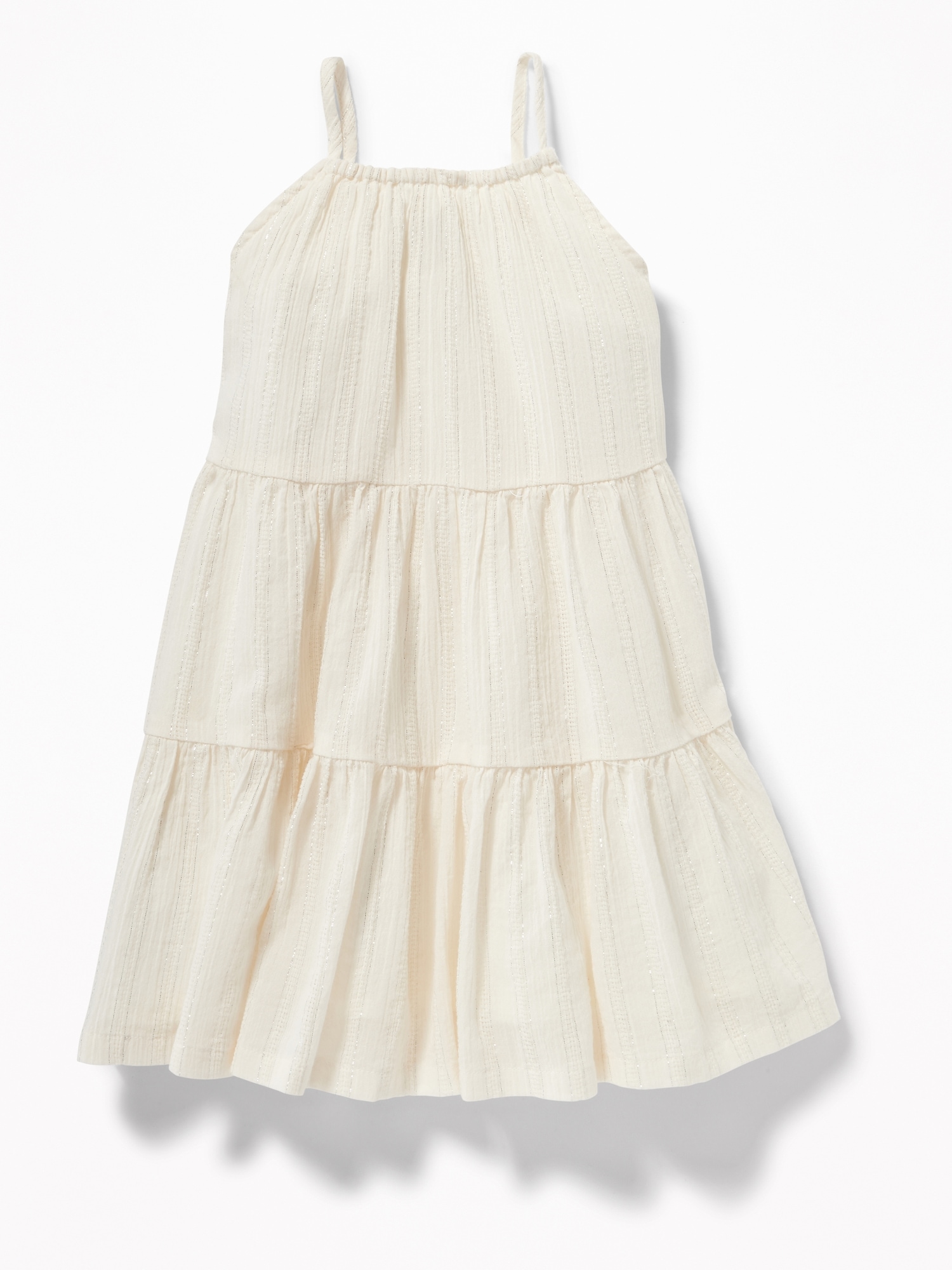 Tiered Metallic-Stripe Swing Dress for Toddler Girls | Old Navy