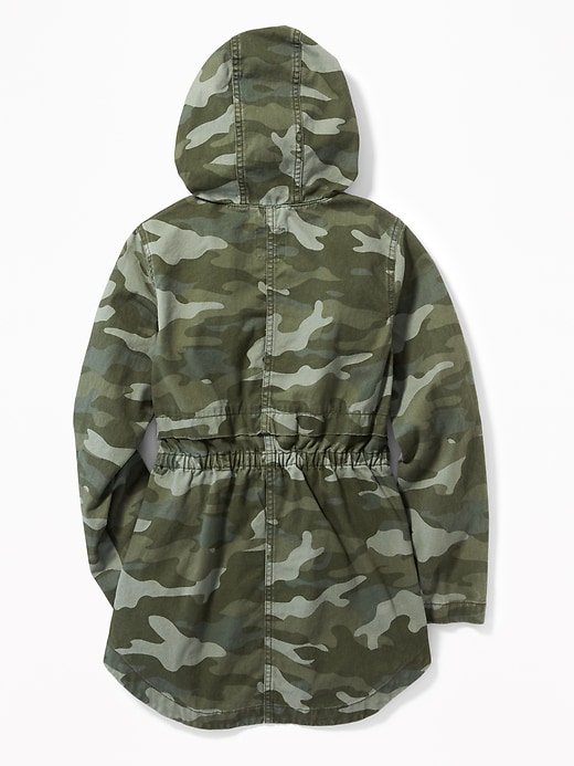 View large product image 2 of 3. Hooded Camo-Print Field Jacket for Girls
