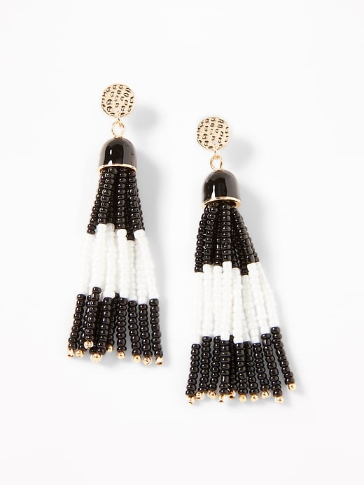 View large product image 1 of 1. Beaded-Tassel Drop Earrings for Women