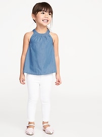 View large product image 3 of 4. High-Neck Chambray Tank for Toddler Girls
