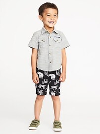 View large product image 3 of 3. Safari-Animal Print Linen-Blend Shorts for Toddler Boys