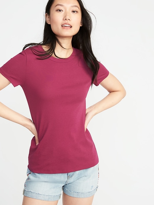 Image number 1 showing, Slim-Fit Crew-Neck Tee for Women