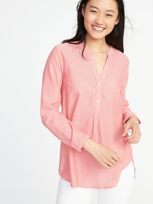 Image number 1 showing, Relaxed Twill Popover Shirt for Women