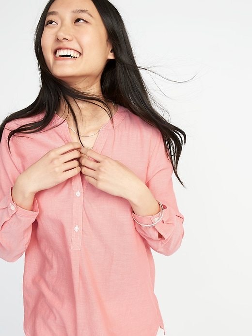 Image number 4 showing, Relaxed Twill Popover Shirt for Women