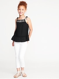 View large product image 3 of 3. Braided-Strap Slub-Weave Peplum Top for Girls