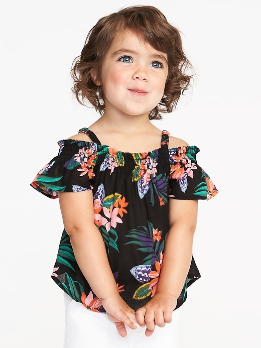 View large product image 1 of 4. Floral Off-the-Shoulder Crepe Top for Toddler Girls
