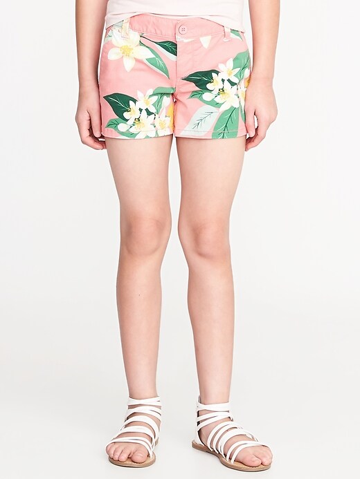 View large product image 1 of 1. Floral-Print Chino Shorts for Girls