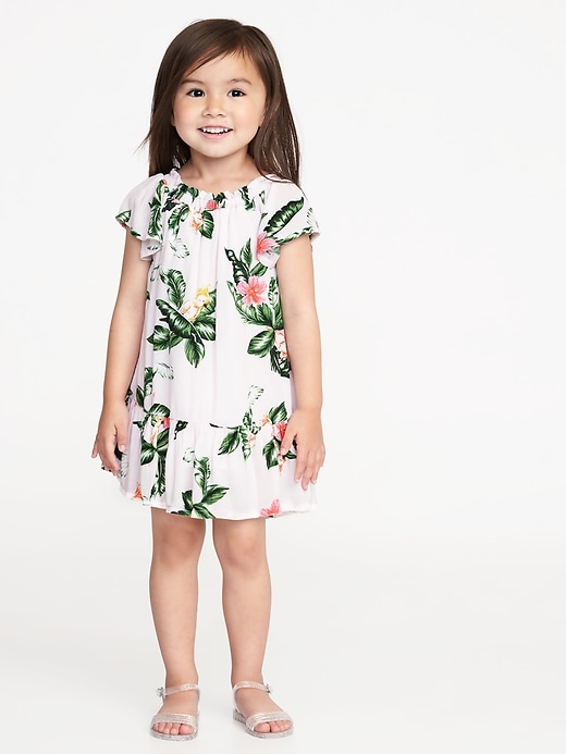 View large product image 1 of 3. Ruffled Floral-Print Crepe Dress for Toddler Girls