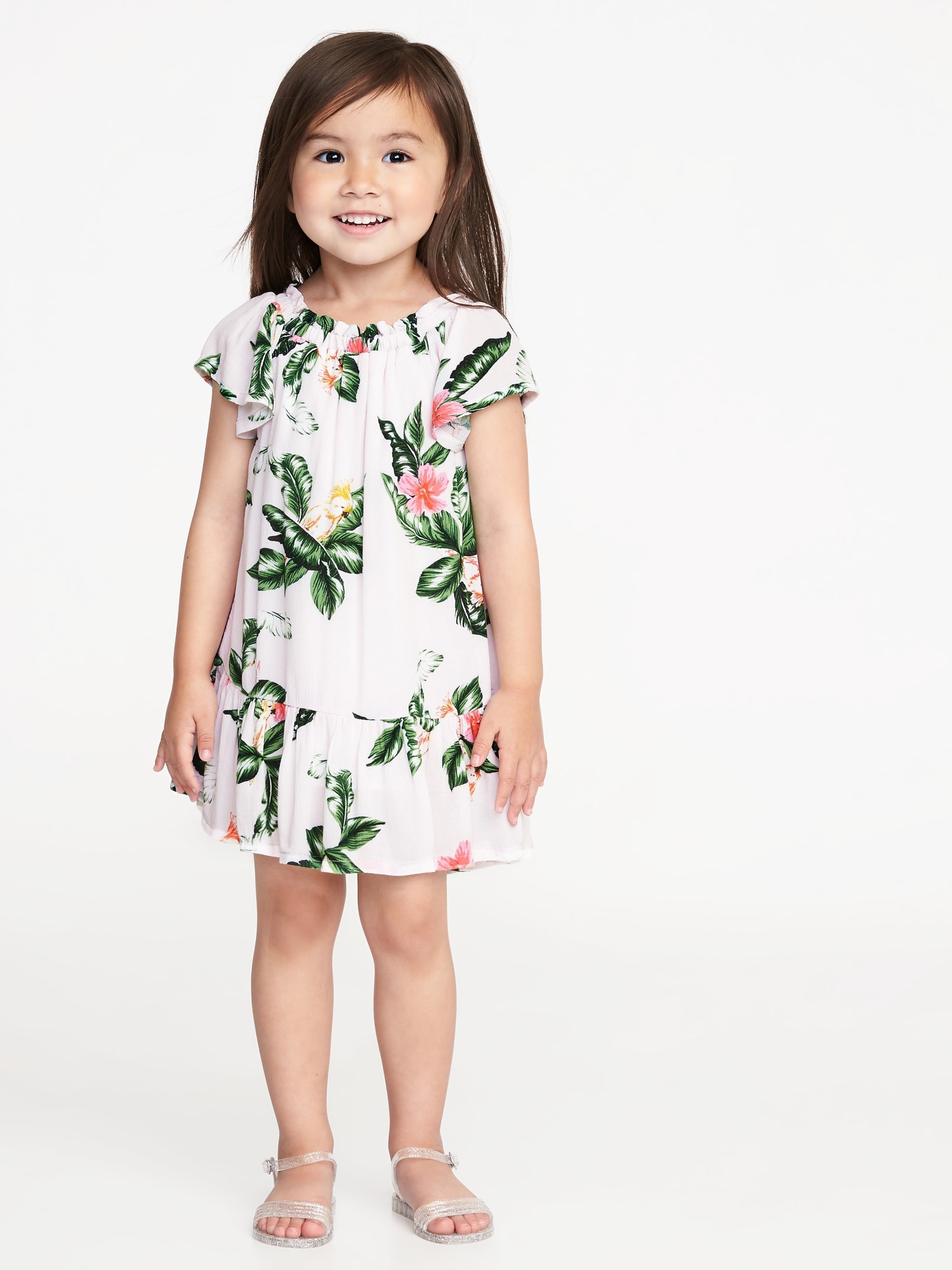 Ruffled Floral-Print Crepe Dress for Toddler Girls | Old Navy