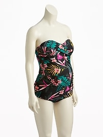 View large product image 3 of 3. Maternity Twist-Front Bandeau Tankini Top