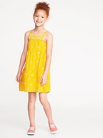 View large product image 3 of 3. Crochet-Yoke Slub-Weave Sundress for Girls