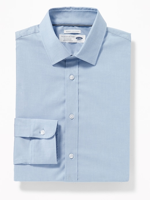 View large product image 1 of 3. Regular-Fit Built-In Flex Signature Non-Iron Dress Shirt For Men