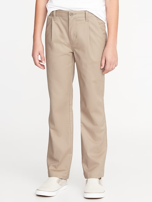 View large product image 1 of 3. Uniform Built-In Flex Pleated Straight Khakis For Boys