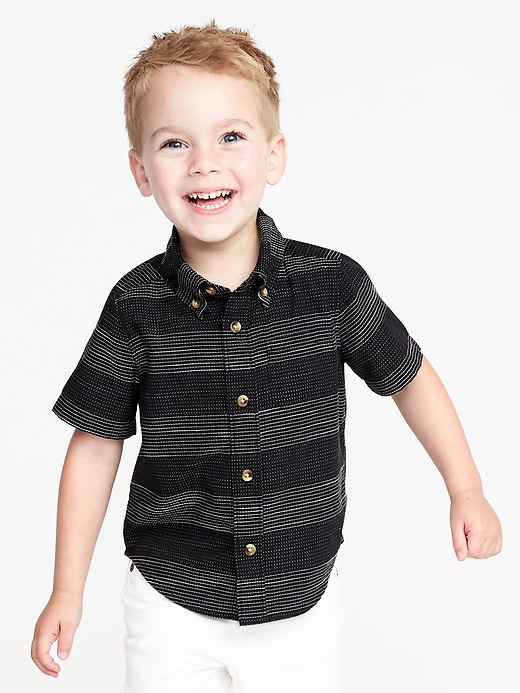 View large product image 1 of 4. Pindot-Stripe Dobby Shirt for Toddler Boys