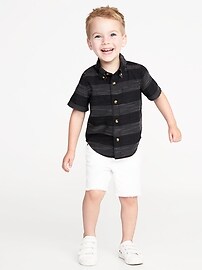 View large product image 3 of 4. Pindot-Stripe Dobby Shirt for Toddler Boys