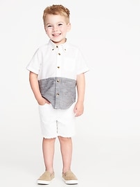 View large product image 3 of 4. Color-Blocked Oxford Shirt for Toddler Boys
