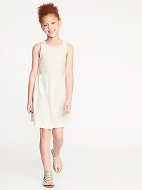 View large product image 3 of 3. Fit & Flare Lace-Bodice Dress for Girls