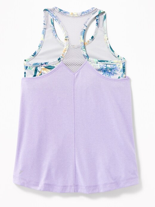 View large product image 1 of 1. Relaxed Go-Dry Cool 2-in-1 Mesh-Back Tank for Girls