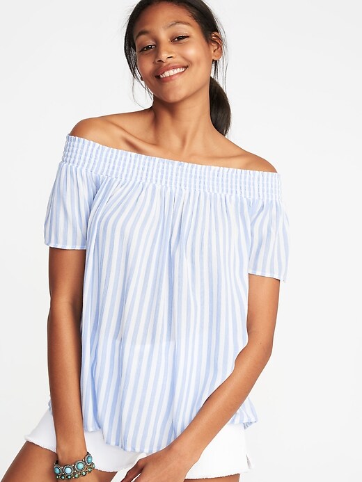 Image number 1 showing, Off-the-Shoulder Striped Swing Top for Women