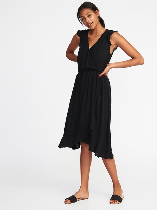 Image number 1 showing, Sleeveless Waist-Defined Crinkle-Gauze Dress for Women