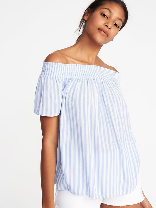 Image number 4 showing, Off-the-Shoulder Striped Swing Top for Women