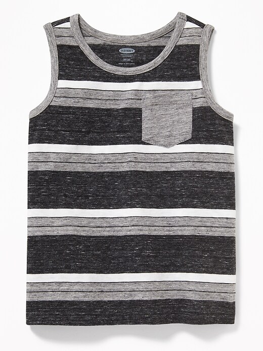 View large product image 1 of 1. Striped Slub-Knit Pocket Tank for Toddler Boys