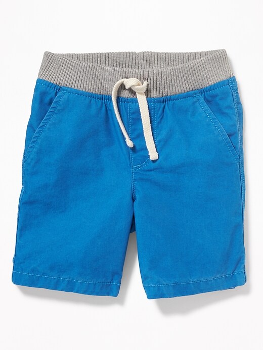View large product image 1 of 1. Rib-Knit Waist Canvas Shorts for Toddler Boys