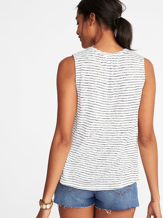 Image number 2 showing, Relaxed Sleeveless Split-Neck Top for Women