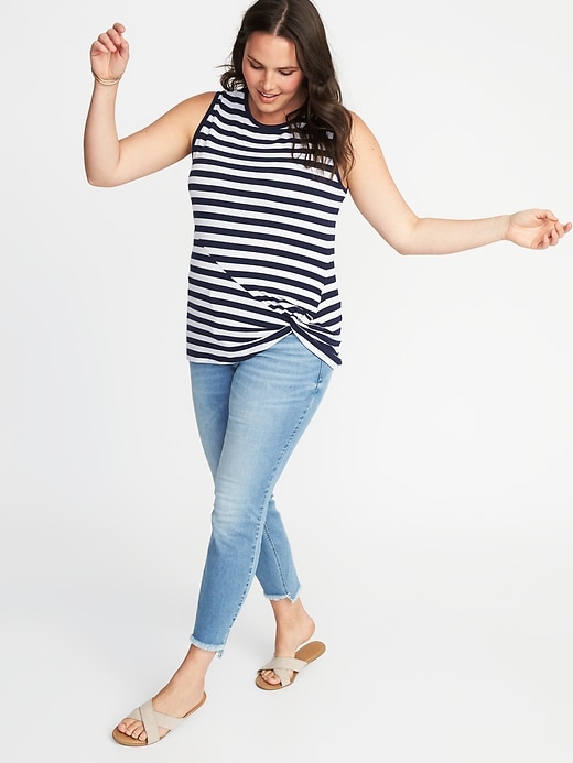 Image number 3 showing, Semi-Fitted Plus-Size Sleeveless Twist-Front Top