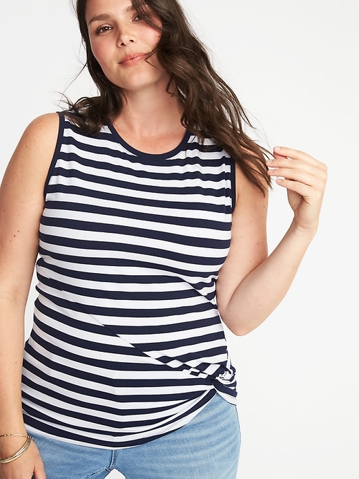 Image number 1 showing, Semi-Fitted Plus-Size Sleeveless Twist-Front Top