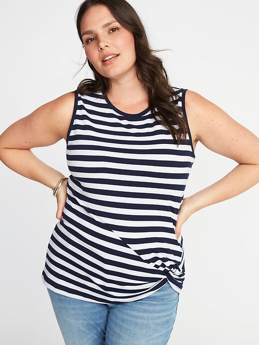 Image number 4 showing, Semi-Fitted Plus-Size Sleeveless Twist-Front Top