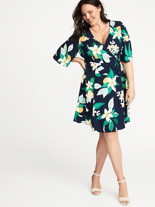 Waist-Defined Plus-Size Wrap-Front Dress | Old Navy