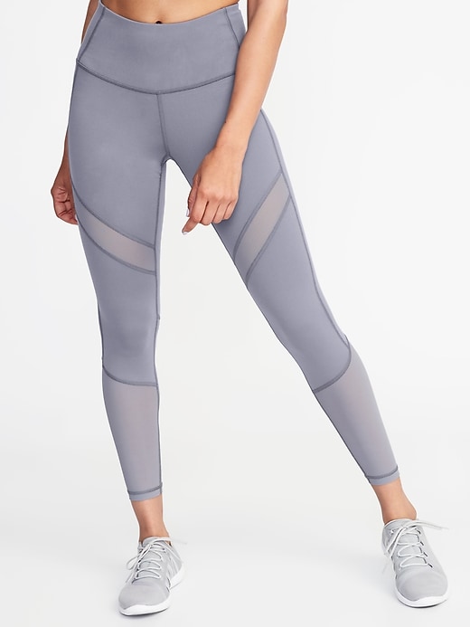 View large product image 1 of 2. High-Rise Mesh-Trim 7/8-Length Elevate Compression Leggings for Women