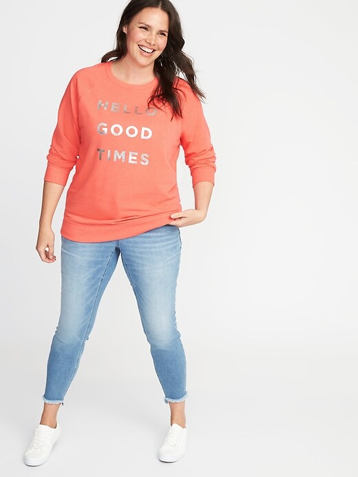 Image number 3 showing, Relaxed Plus-Size Graphic French-Terry Sweatshirt