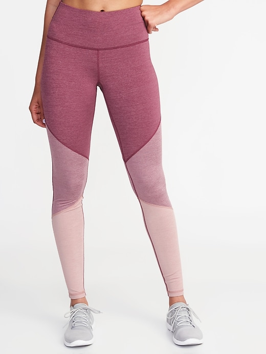 View large product image 1 of 3. High-Waisted Color-Block Elevate Compression Leggings For Women