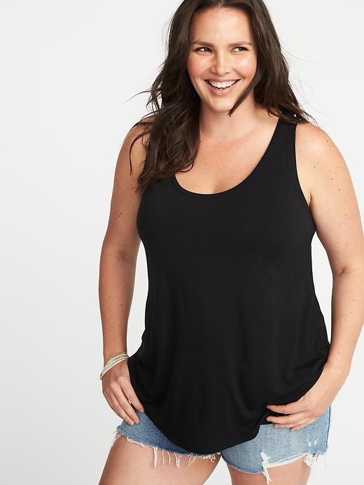 View large product image 1 of 1. Luxe Plus-Size Curved-Hem Tank
