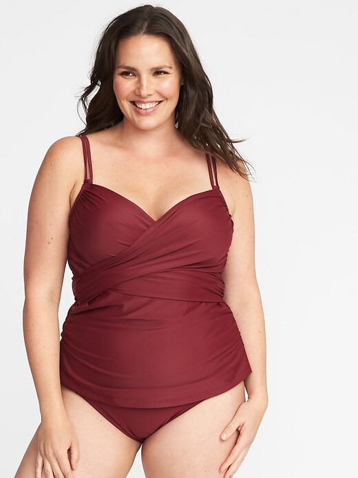 Image number 1 showing, Plus-Size Wrap-Front Tankini Top